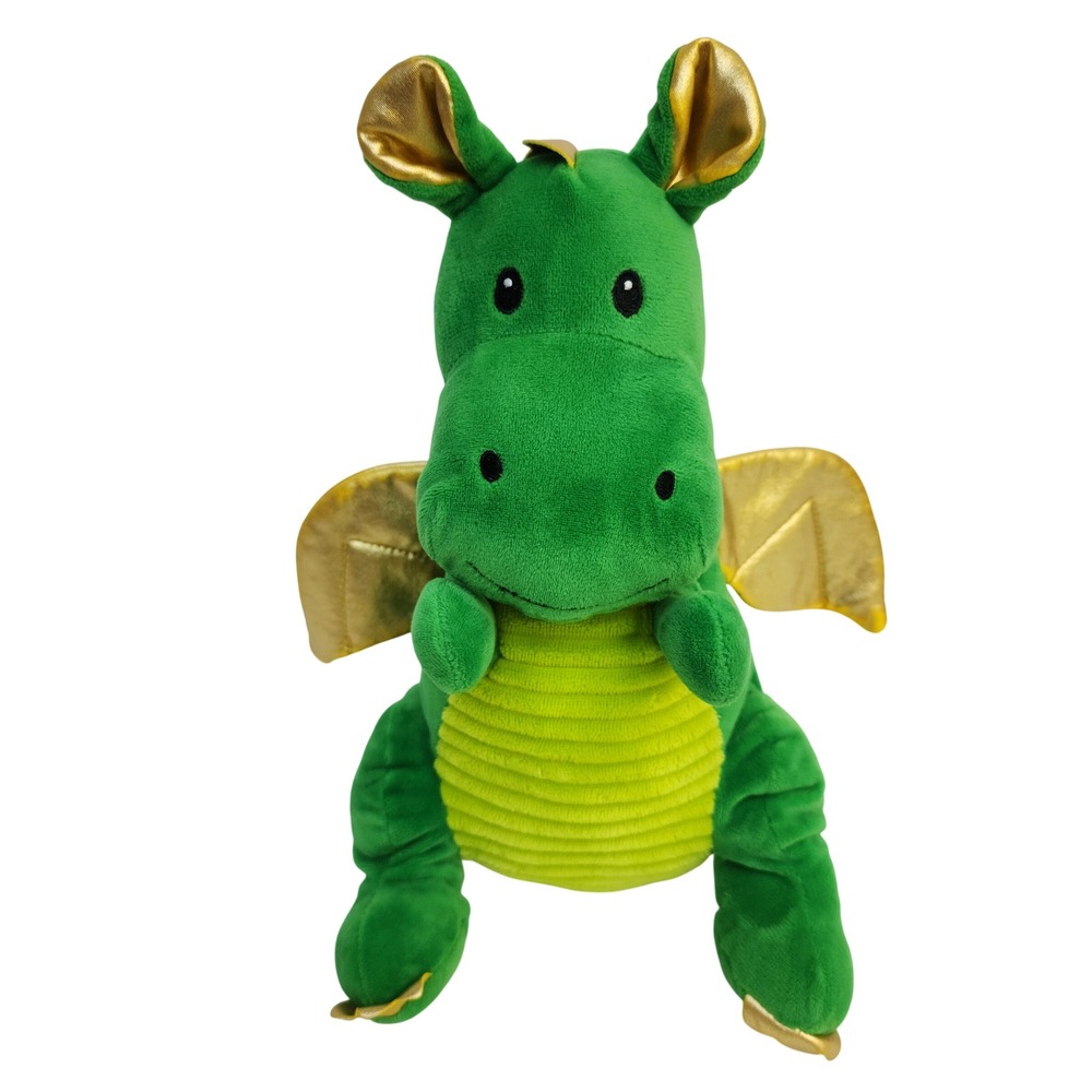 Walgreens‎ Green Dragon Plush Stuffed Animal Metallic Gold Wings Ears 13 Inch